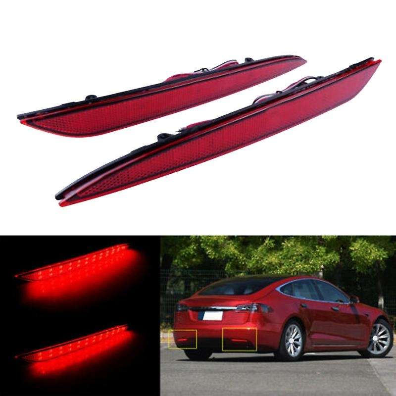 2Pcs Car LED Rear Bumper Light Reflector Brake Lamp for Model S 2012+