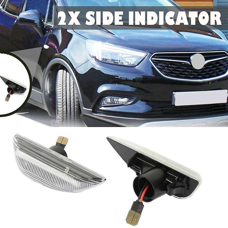 2Pcs Car LED Turn Signal Light Side Marker Blinker for Opel Mokka X for 13-19 Transparent