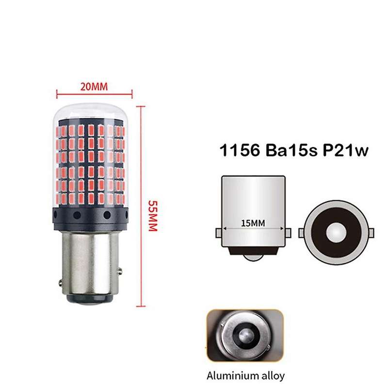 2Pcs Car P21W Ba15S 1156 LED Canbus Light 3014 144SMD Error Free Bulb Auto Turn Signal Brake Bulb Re