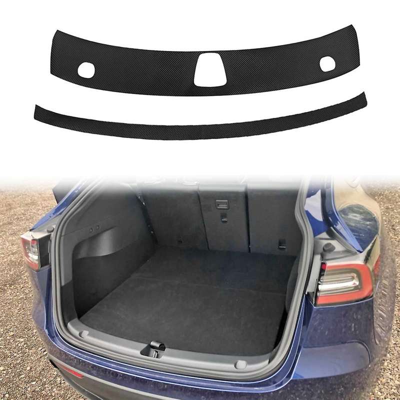 2Pcs Car PU Leather Trunk Door Guard Strips Sill Plate Protector Rear Bumper Guard Trim Cover Strip