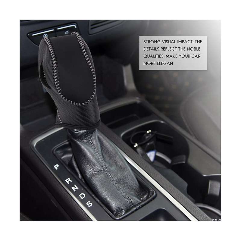 2pcs Car Pu Carbon Look White Gear Shift Knob Cover for Ecosport Escape / /c-max Energi Wagon /fies