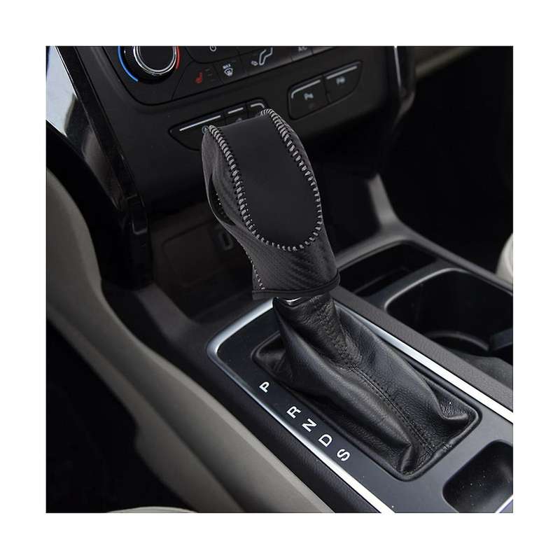 2pcs Car Pu Carbon Look White Gear Shift Knob Cover for Ecosport Escape / /c-max Energi Wagon /fies