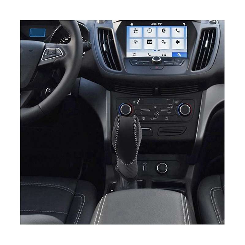 2pcs Car Pu Carbon Look White Gear Shift Knob Cover for Ecosport Escape / /c-max Energi Wagon /fies