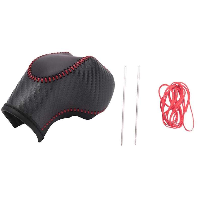 2pcs Car Pu Carbon Look Red Gear Shift Knob Cover for Ecosport Escape / /c-max Energi Wagon / Fiest