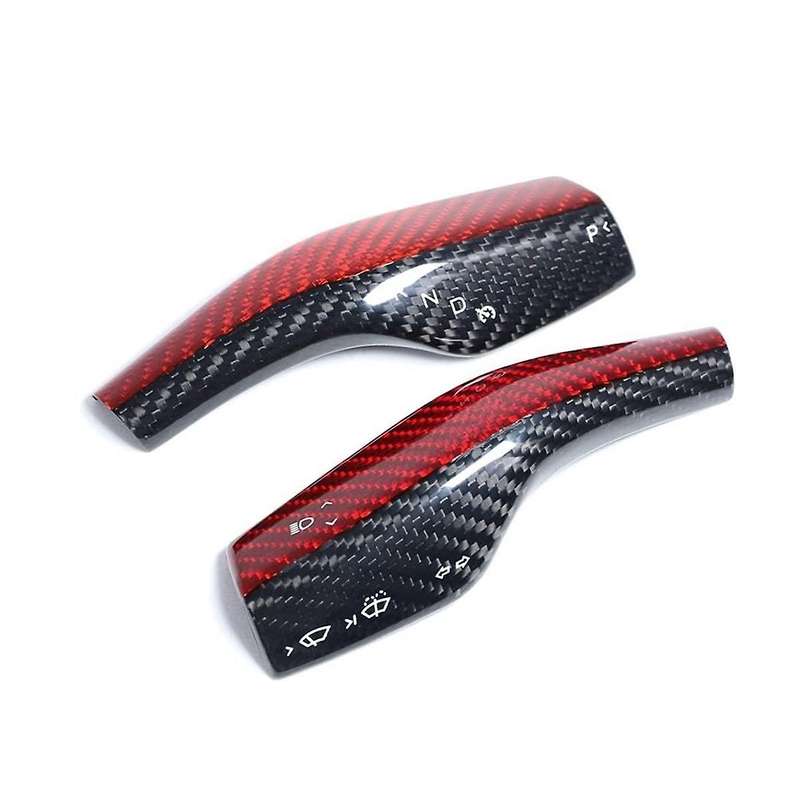 2PCS Car Real Carbon Fiber Steering Rod Decorative Cover Gear Shift Lever Cover for Model 3/Y 2016-2