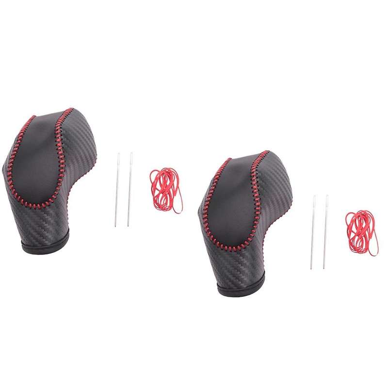 2PCS Car PU Carbon Look Red Gear Shift Knob Cover for EcoSport Escape / /C-Max Energi Wagon / Fiesta