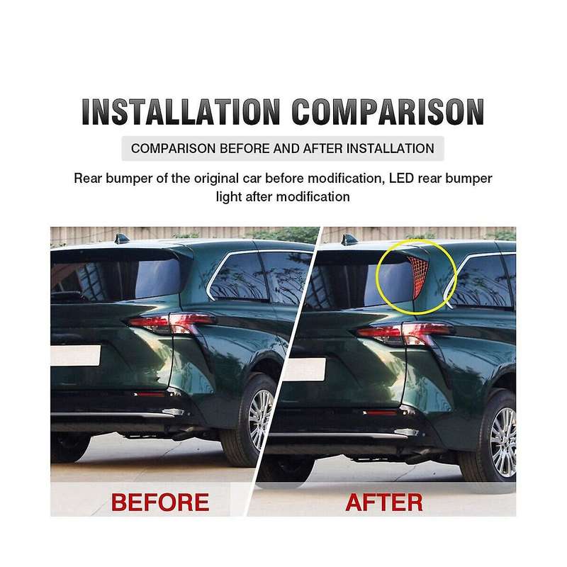 2pcs Car Rear Left Right Side Window Pillar Led Tail Brake Lights for Sienna 2021-2023