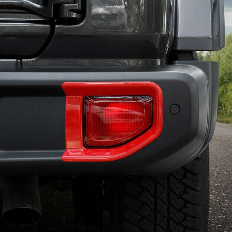 2Pcs Car Red Rear Fog Light Lamp Frame Trim Fit for Wrangler JL 2018-2020