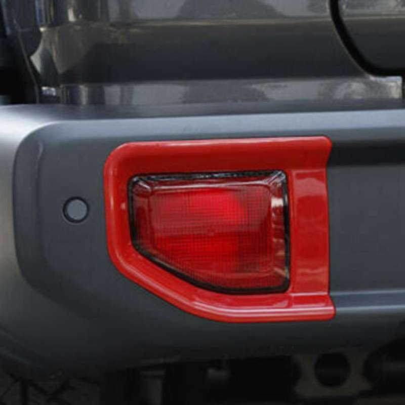 2Pcs Car Red Rear Fog Light Lamp Frame Trim Fit for Wrangler JL 2018-2020
