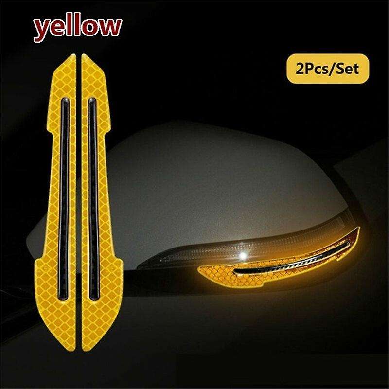 2Pcs Car Safety Warning Reflective Stickers Rearview Mirror Reflective Stickers Door Anti-Collision