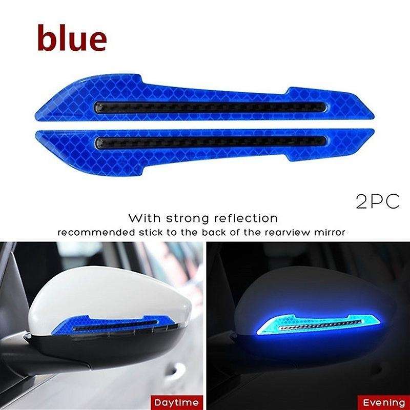2Pcs Car Safety Warning Reflective Stickers Rearview Mirror Reflective Stickers Door Anti-Collision