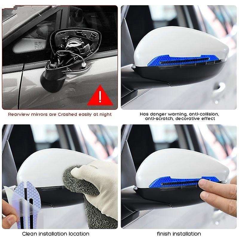 2Pcs Car Safety Warning Reflective Stickers Rearview Mirror Reflective Stickers Door Anti-Collision