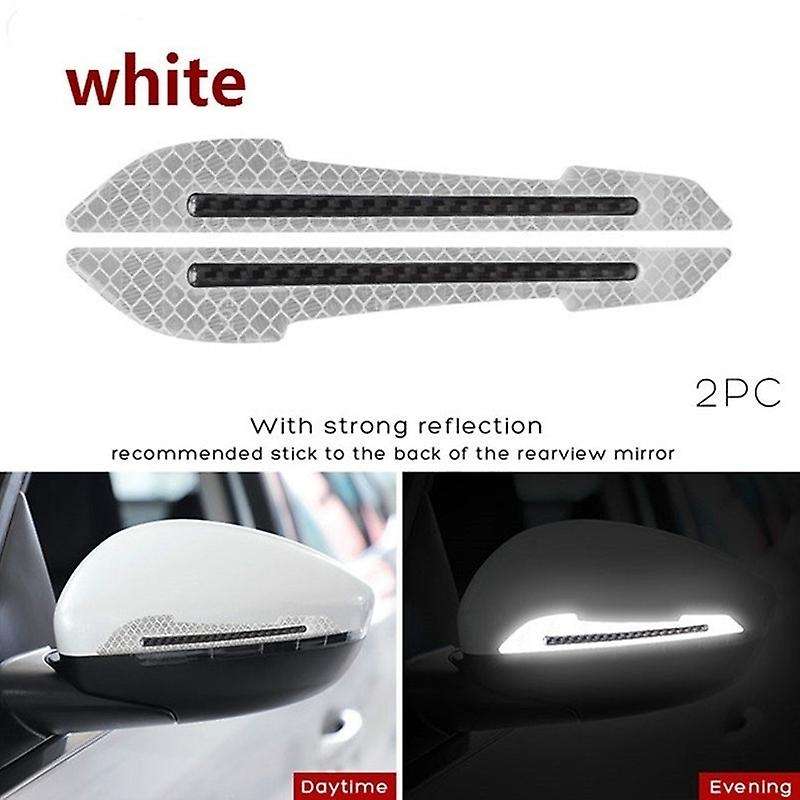 2Pcs Car Safety Warning Reflective Stickers Rearview Mirror Reflective Stickers Door Anti-Collision