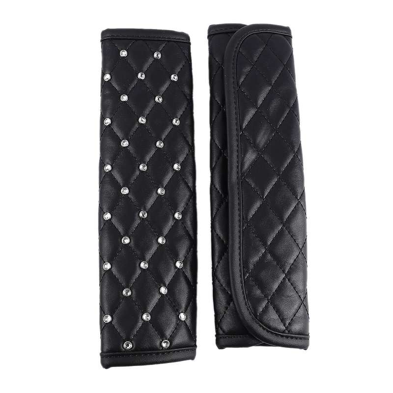 2Pcs Car Shoulder Pads Cover Black Crystal Sparkled Diamond Cover Universal Car SUV Truck