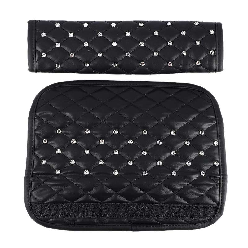 2Pcs Car Shoulder Pads Cover Black Crystal Sparkled Diamond Cover Universal Car SUV Truck