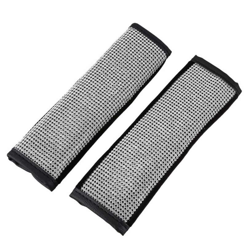 2Pcs Car Shoulder Pads Cover Crystal Sparkled Diamond Cover Interior Accessories Universal Auto SUV