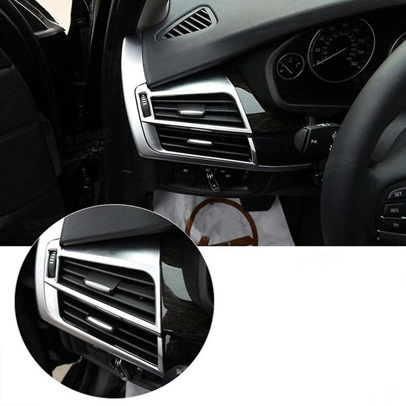 2Pcs Car Side Air Condition Cover Trim Frame Cover Trim for X5 X6 F15 F16 2014-2018 Silver