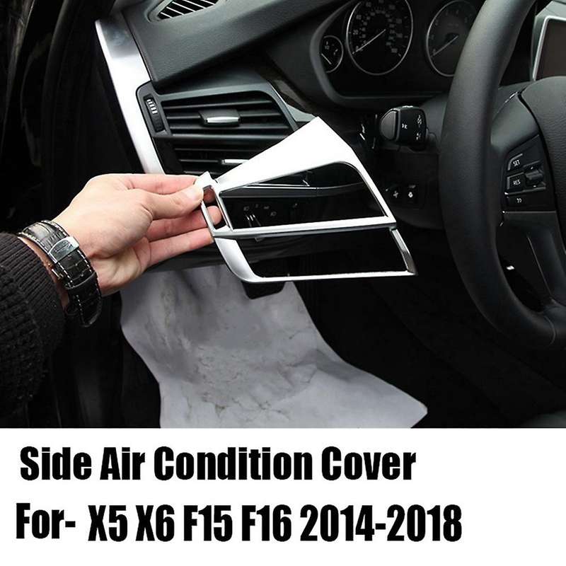2Pcs Car Side Air Condition Cover Trim Frame Cover Trim for X5 X6 F15 F16 2014-2018 Silver