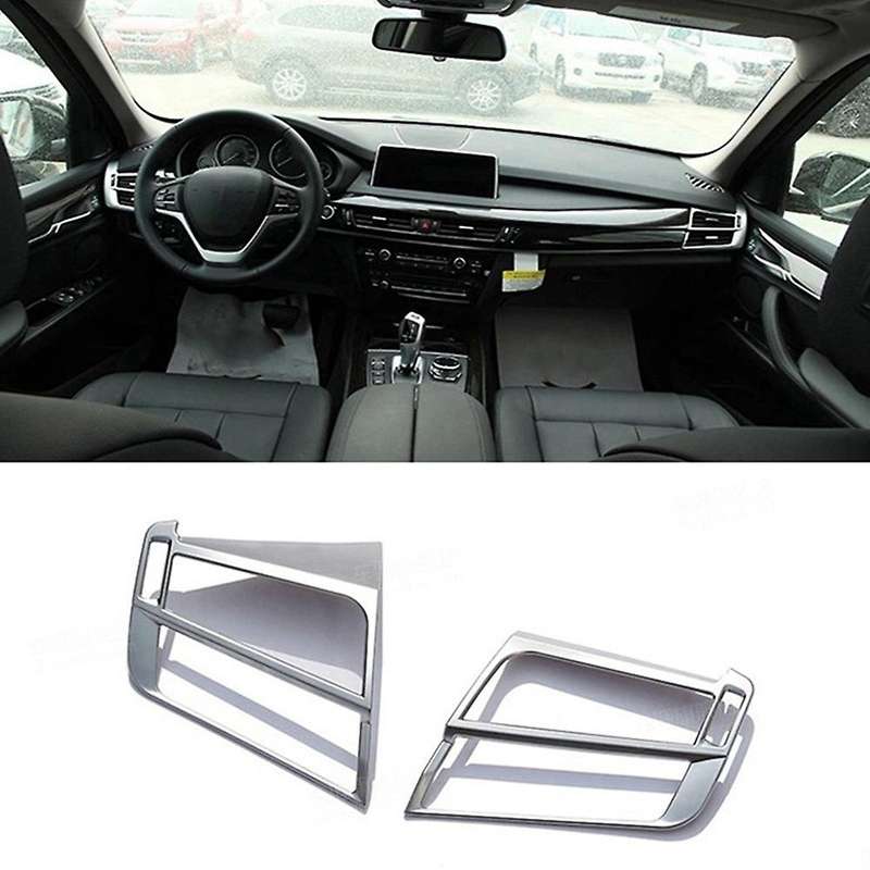 2Pcs Car Side Air Condition Cover Trim Frame Cover Trim for X5 X6 F15 F16 2014-2018 Silver