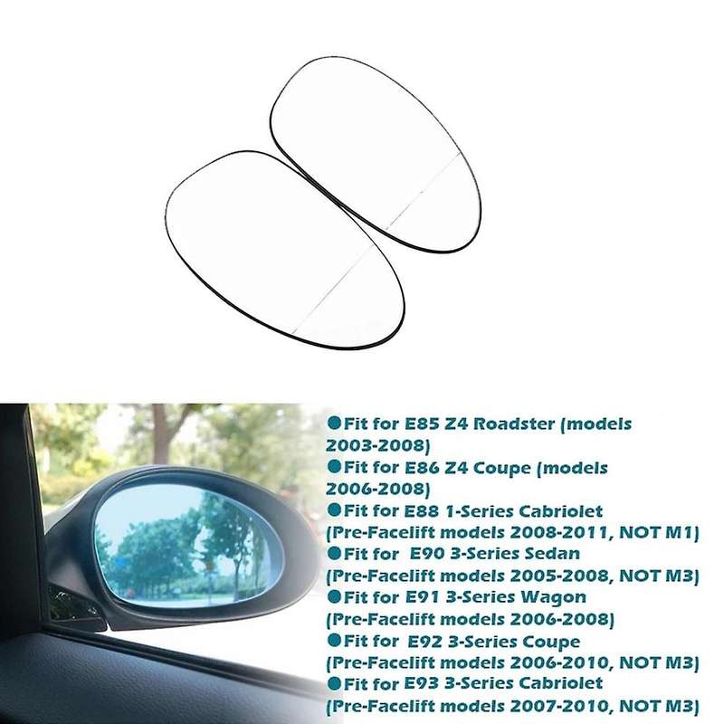2pcs Car Side Rearview Mirror Heated Anti-fog Defrosting Glass for E92 E91 E93 E90 E87 E88 E82 E81