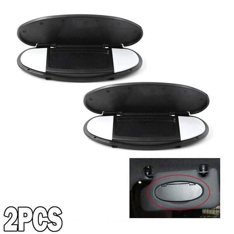 2Pcs Car Sun Visor Vanity Mirror Cover Black for R55 R56 R60 2007-2015 51167361833 51167361834