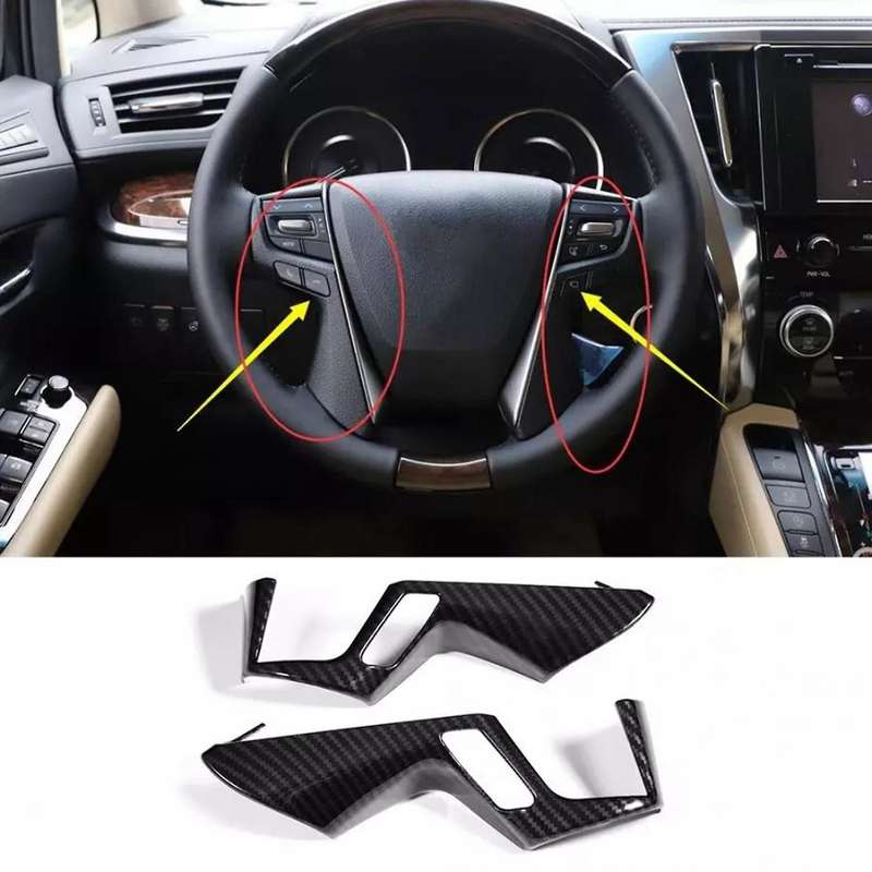 2PCS Car Steering Wheel Panel Decoration Cover Trim for Alphard Vellfire 2015-2018