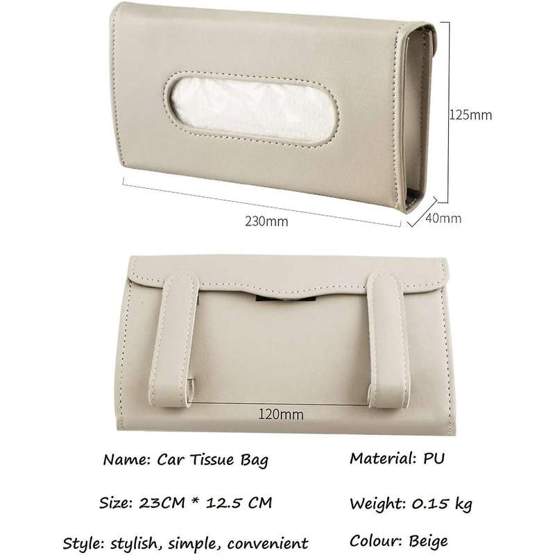 2PCS Car Tissue Holder Visor Napkin Case Leather Vehicle Backseat Door Hanging Towel Paper Tissues B