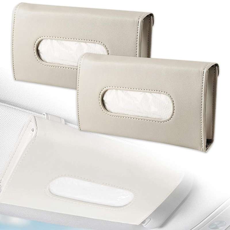 2PCS Car Tissue Holder Visor Napkin Case Leather Vehicle Backseat Door Hanging Towel Paper Tissues B