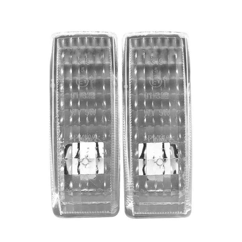 2Pcs Car Turn Signal Light Indicator Repeater Lamp Cover White for W124 R129 W140 W202 W201