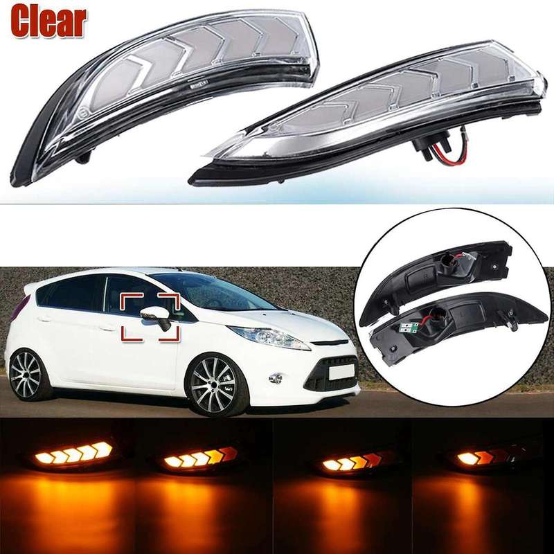 2PCS Car Turn Signal Light Modificated Rearview Mirror Turn Light for Fiesta 2008-2018 Black