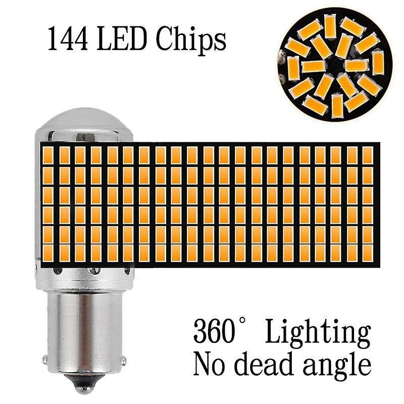 2Pcs Car Turn Signal Lights Brake Lamp with 144 SMD 3014 LED Lamp Bead Error Free No Flash 1156 BA15