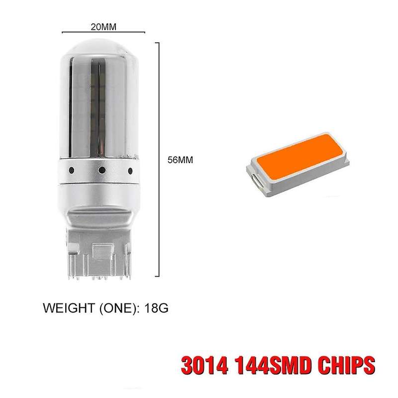 2Pcs Car Turn Signal Lights Brake Lamp with 144 SMD 3014 LED Lamp Bead Error Free No Flash 7440 T20