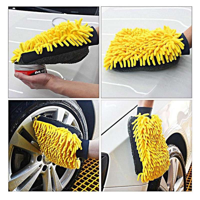 2Pcs Car Wash Mitt Glove Microfiber Anti-Scratch Double Sided Cleaning Gloves Sets Soft Versatile Cl