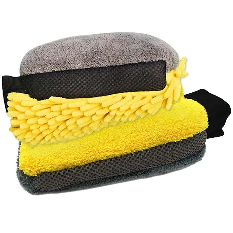 2Pcs Car Wash Mitt Glove Microfiber Anti-Scratch Double Sided Cleaning Gloves Sets Soft Versatile Cl