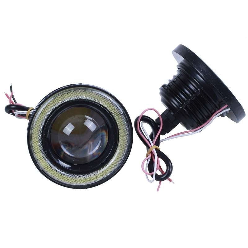 2Pcs Car Universal 3.5 Inch Cob Angel Eye Fog Lights Headlights Running Lights Red