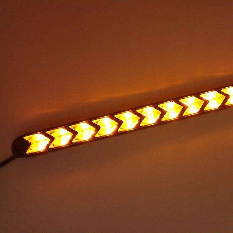 2Pcs Car Universal DRL Daytime Running Light Car Two-Color Led Dynamic Turn Signal Light White Amber