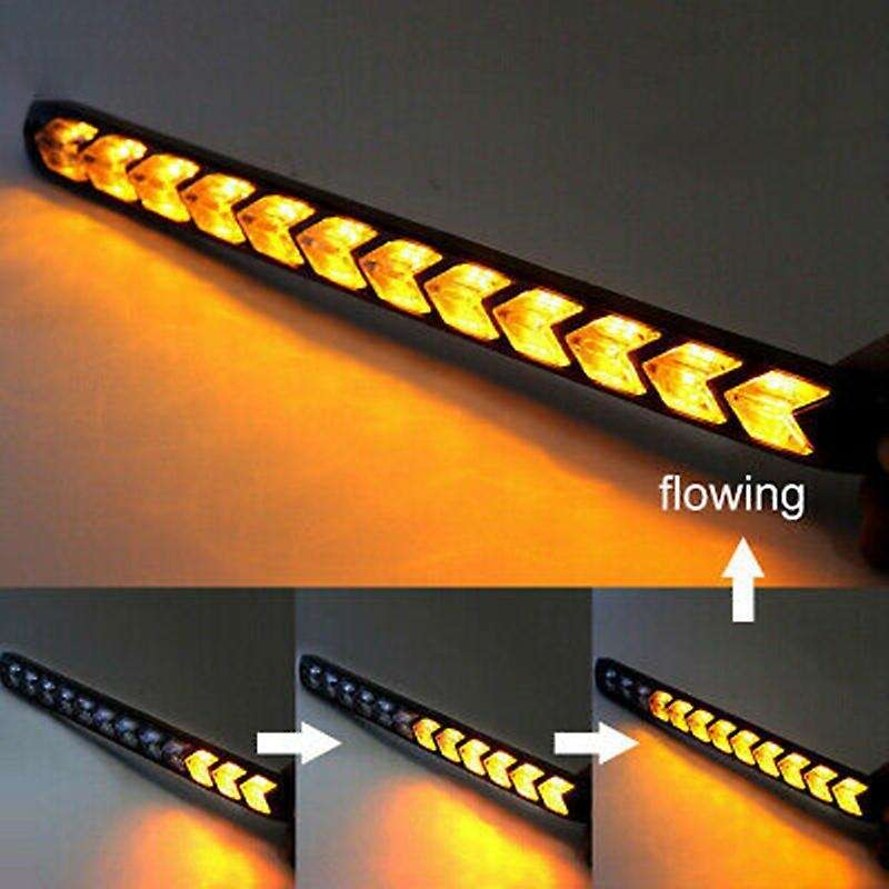 2Pcs Car Universal DRL Daytime Running Light Car Two-Color Led Dynamic Turn Signal Light White Amber