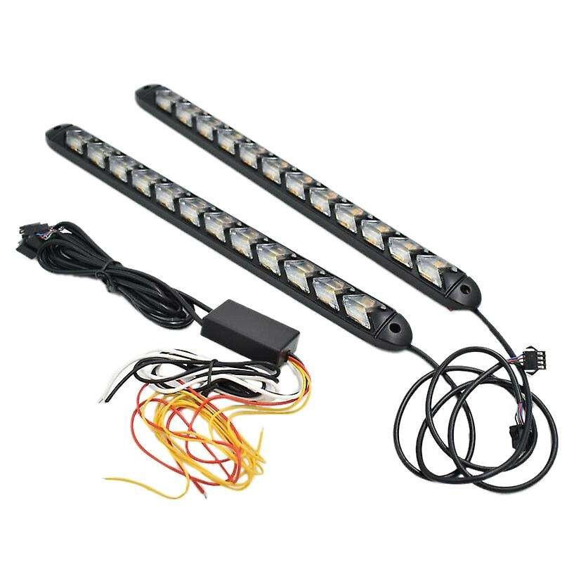 2Pcs Car Universal DRL Daytime Running Light Car Two-Color Led Dynamic Turn Signal Light White Amber