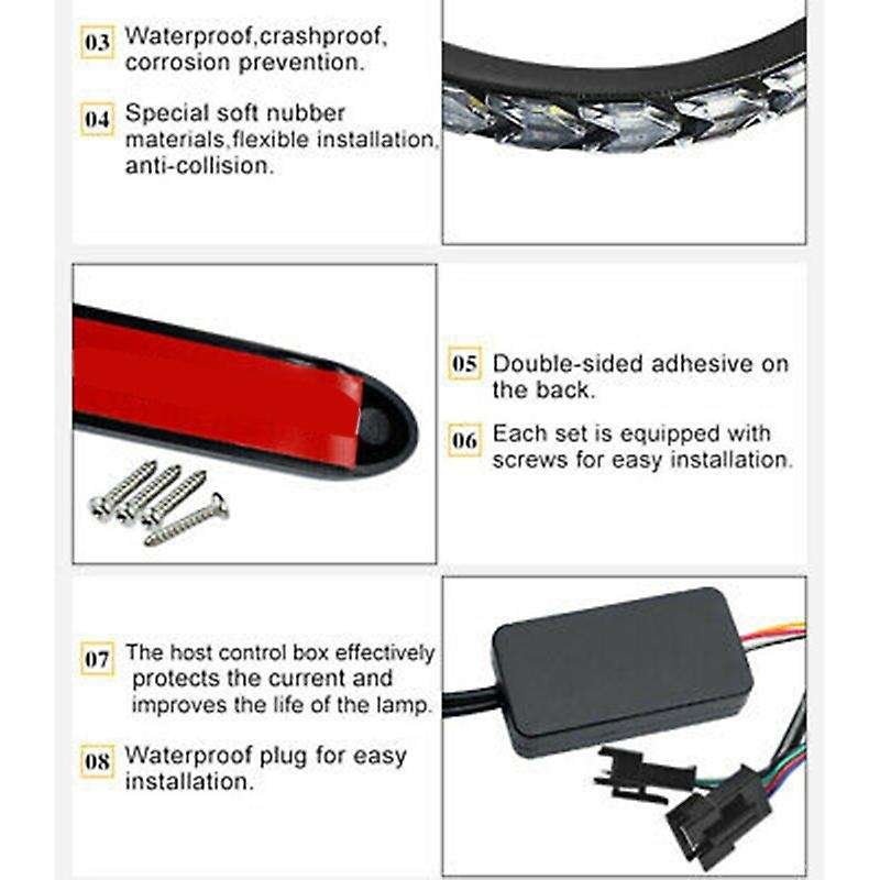 2Pcs Car Universal DRL Daytime Running Light Car Two-Color Led Dynamic Turn Signal Light White Amber