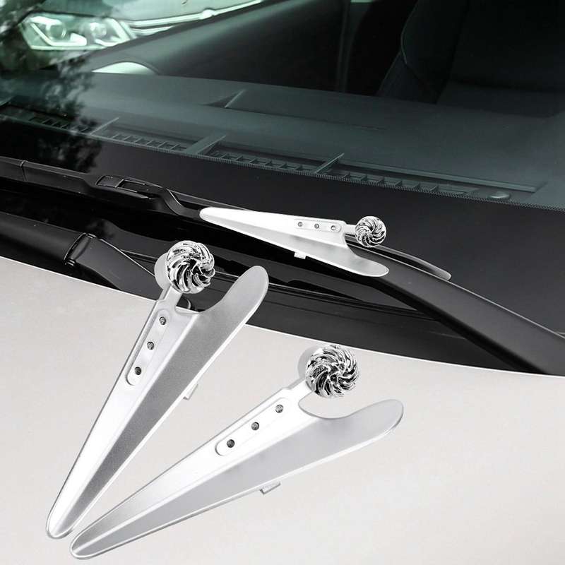 2PCS Car Wiper Pressurizer Windshield Wiper Decorative Lights LED Universal ABS Black