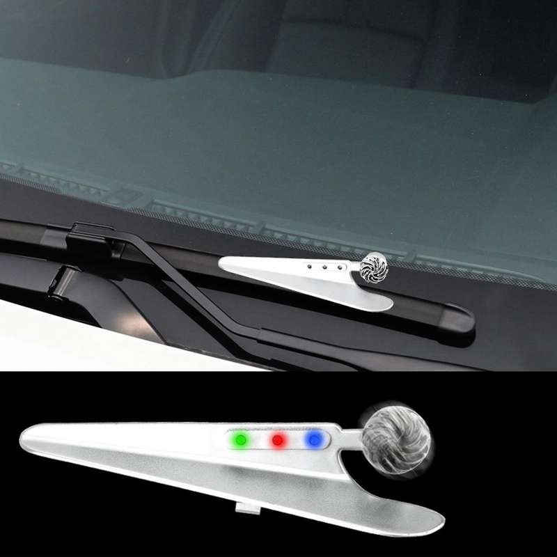 2PCS Car Wiper Pressurizer Windshield Wiper Decorative Lights LED Universal ABS Black