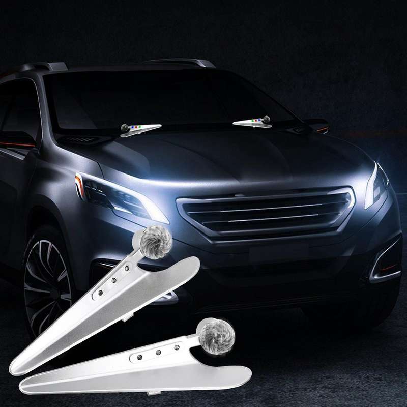 2PCS Car Wiper Pressurizer Windshield Wiper Decorative Lights LED Universal ABS Black