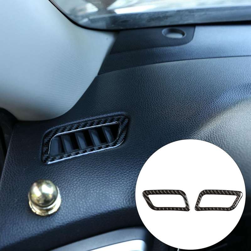 2Pcs Carbon Fiber ABS Central Control Dashboard Side Air Outlet Trim for 2014-2018 Decoration Sticke