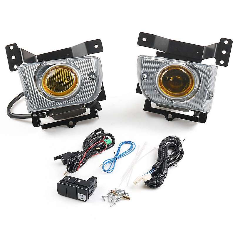 2Pcs Car Yellow Front Fog Lamp with Switch Button for 1992-1995 4-Door Sedan