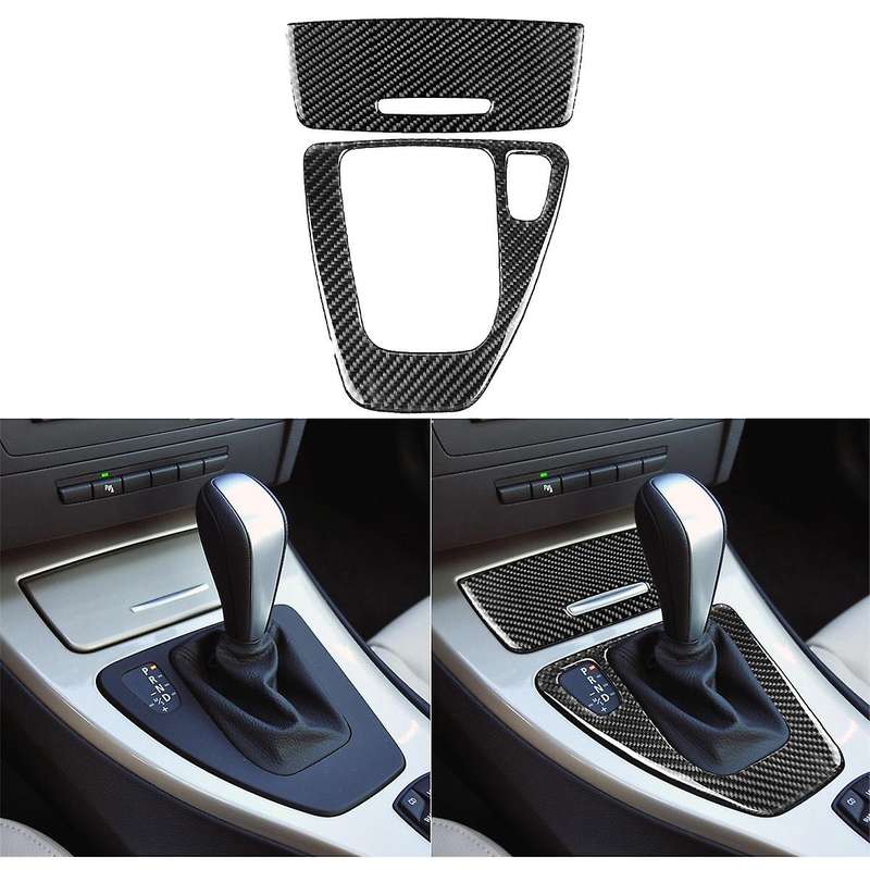 2Pcs Carbon Central Gear Shift Panel Control Panel Decal Interior Modification for 3 Series E90 E92