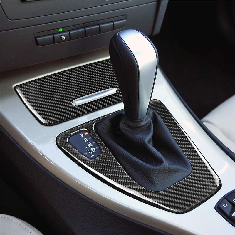 2Pcs Carbon Central Gear Shift Panel Control Panel Decal Interior Modification for 3 Series E90 E92