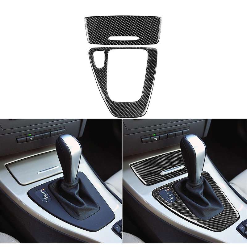 2Pcs Carbon Central Gear Shift Panel Control Panel Decal Interior Modification for 3 Series E90 E92