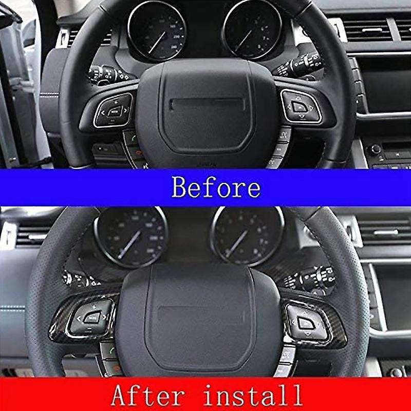 2Pcs Carbon Fiber Car Steering Wheel Control Frame Trim for Range Evoque 2012-2017 Car Accessories