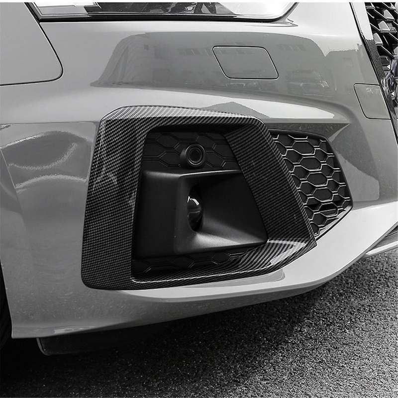 2pcs Carbon Fiber Car Front Bumper Fog Light Lamp Black Trim Cover Frame Lid Cap Hood for A5 S5 2020