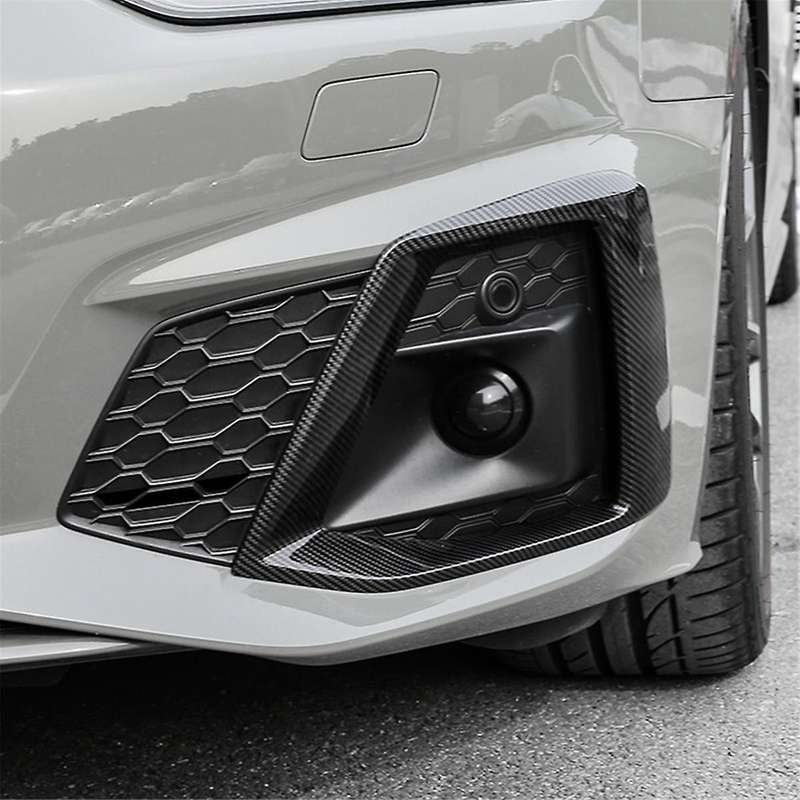 2pcs Carbon Fiber Car Front Bumper Fog Light Lamp Black Trim Cover Frame Lid Cap Hood for A5 S5 2020